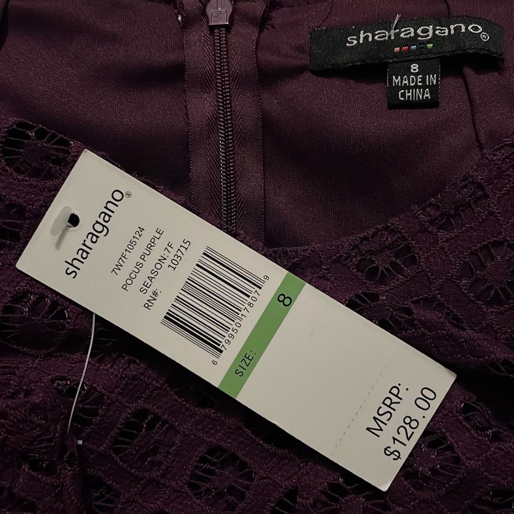 1194. Sharagano || dark purple crewneck dress - Picture 3 of 3